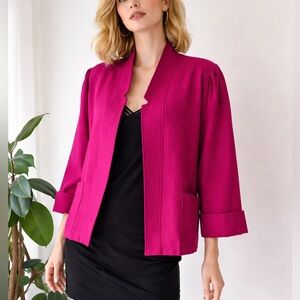 Perruzza Pure Virgin Wool Jacket  vintage Magenta Pink Cropped Italian Blazer